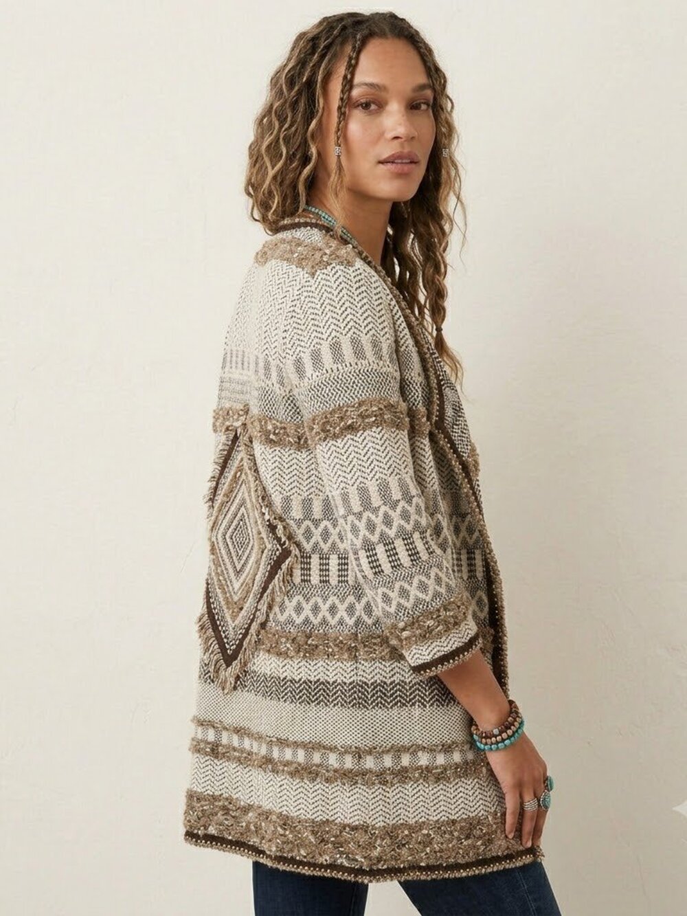 Chicos boho long cardigan size 1 / medium